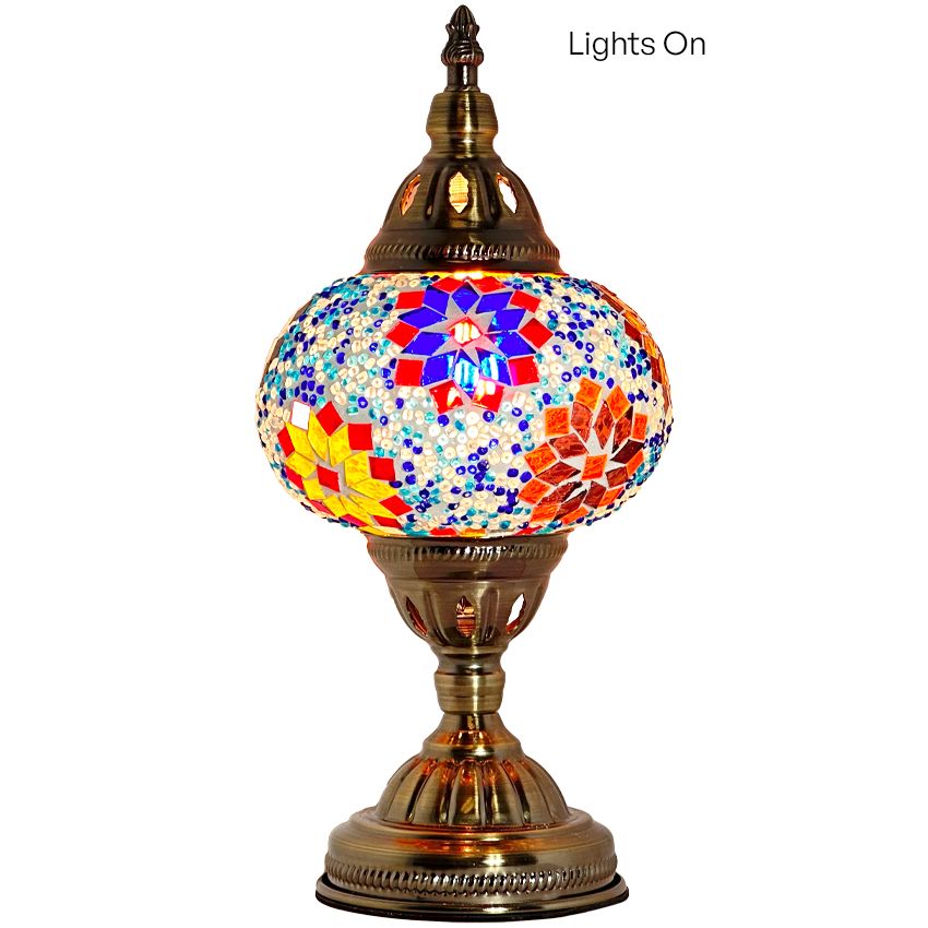 Tropical Elegance mosaic glass table lamp — close-up of the mosaic glass
