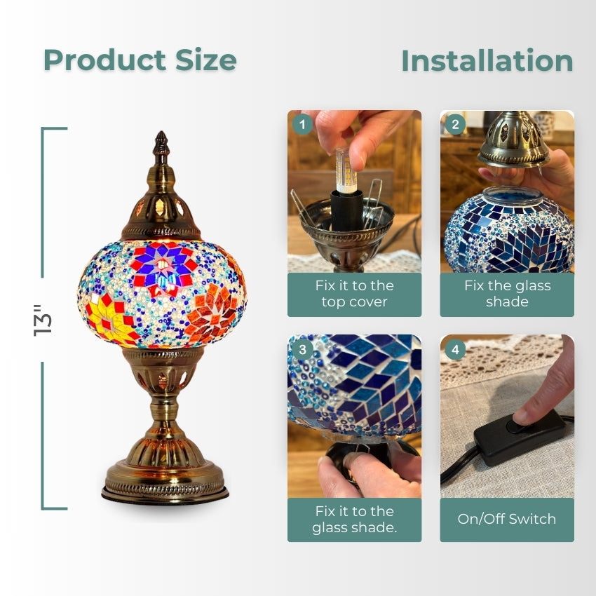 Tropical Elegance mosaic glass table lamp — handmade craftsmanship