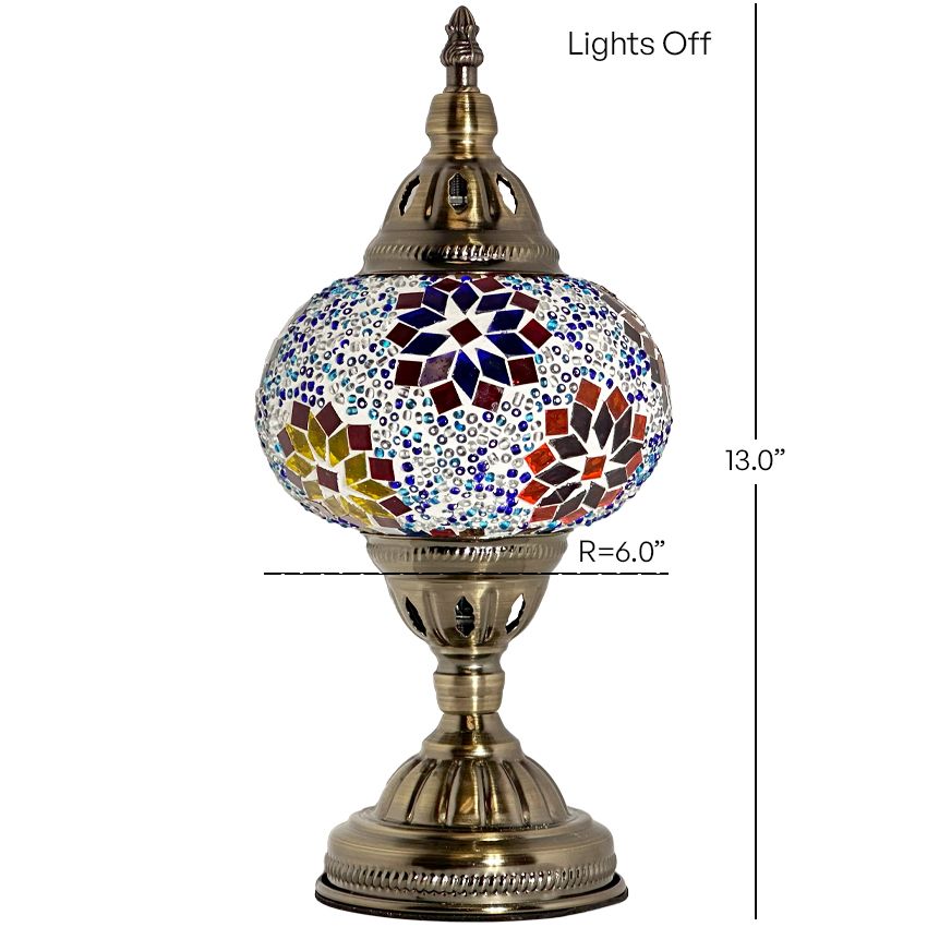 Tropical Elegance mosaic glass table lamp — size and dimensions