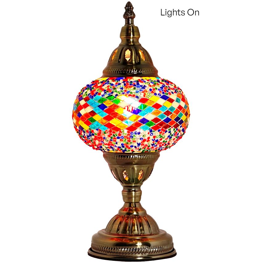 Color Spectrum mosaic glass table lamp — close-up of the mosaic glass