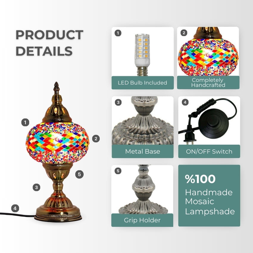 Color Spectrum mosaic glass table lamp — setup guide