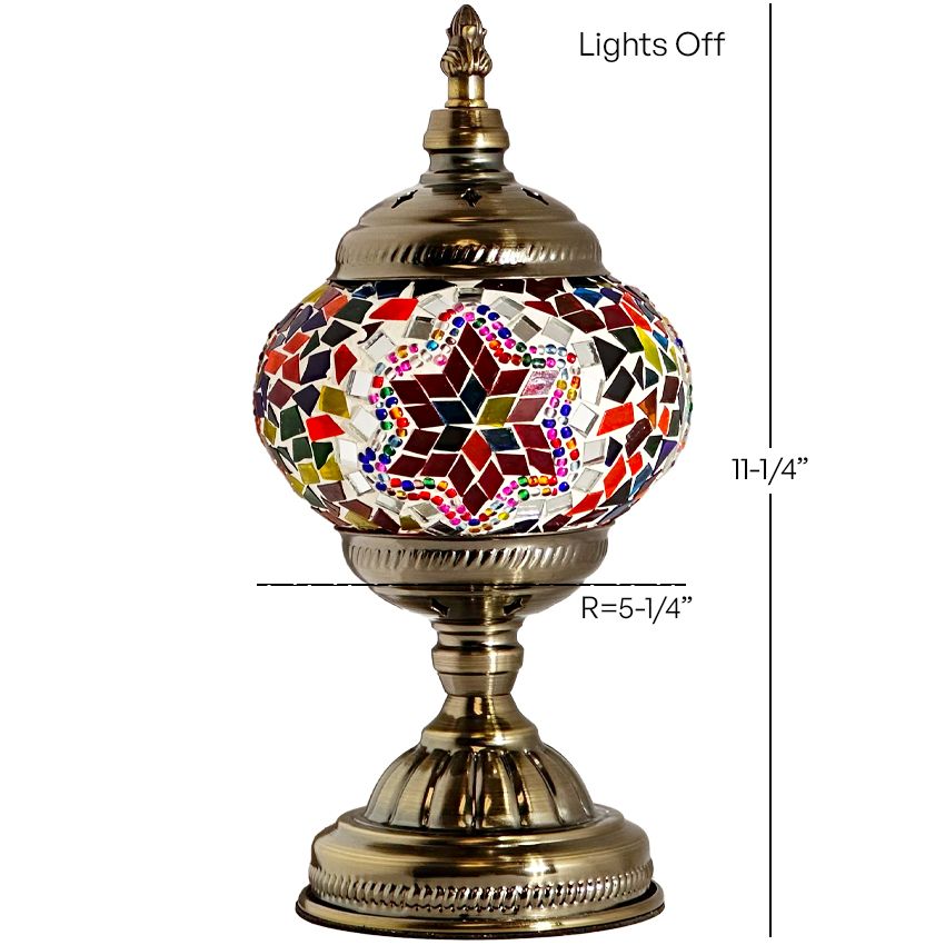Crimson Cascade mosaic glass table lamp — size and dimensions