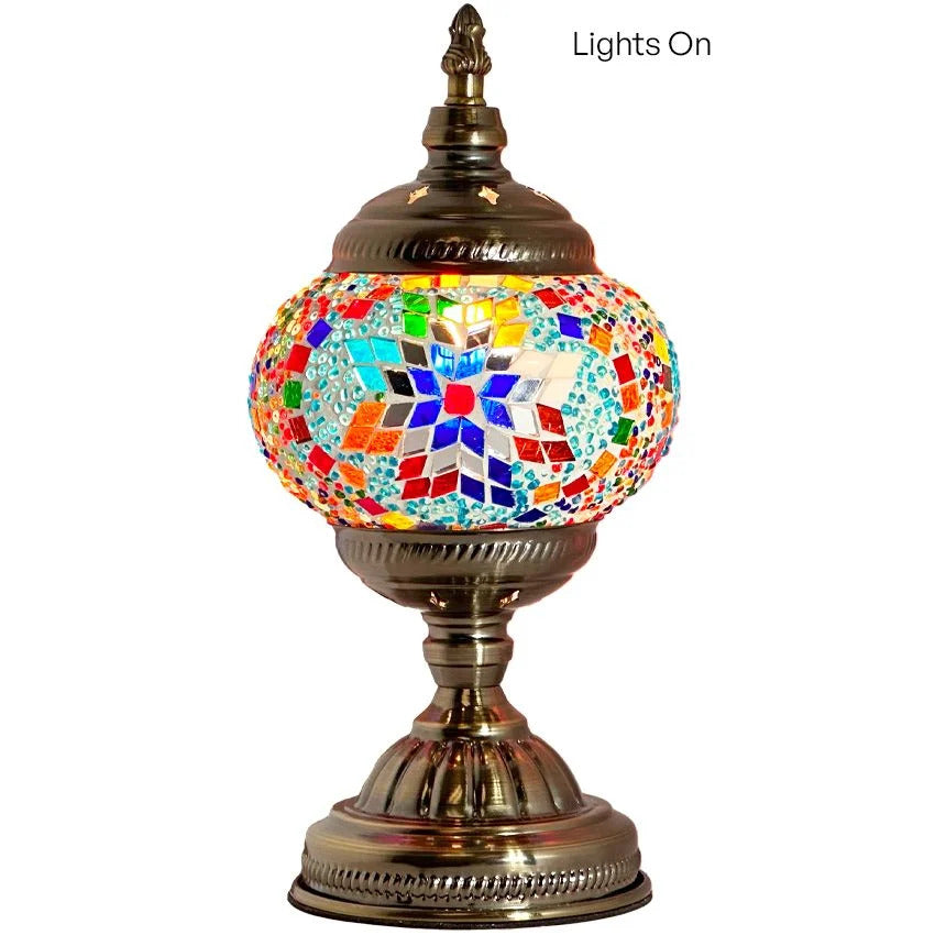 Prismatic Artistry mosaic glass table lamp — close-up of the mosaic glass