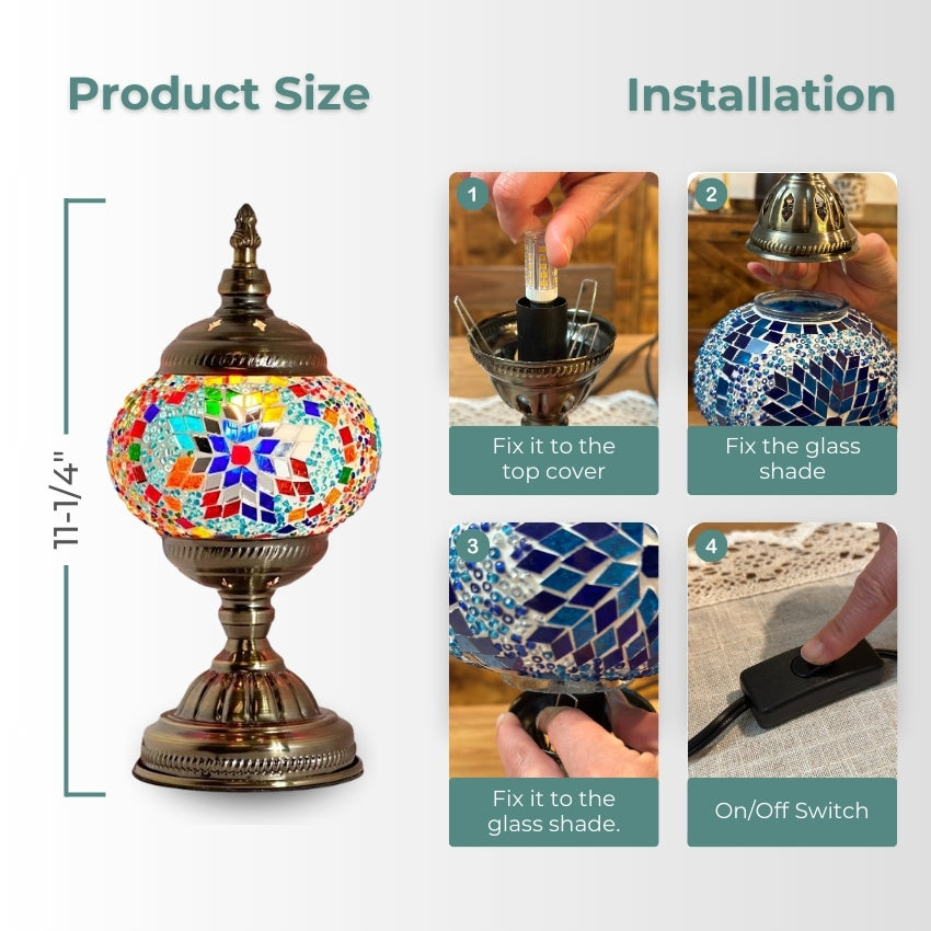 Prismatic Artistry mosaic glass table lamp — handmade craftsmanship