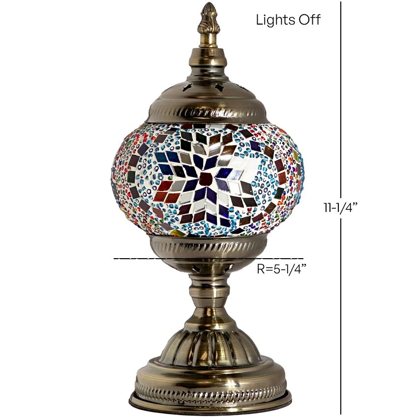 Prismatic Artistry mosaic glass table lamp — size and dimensions