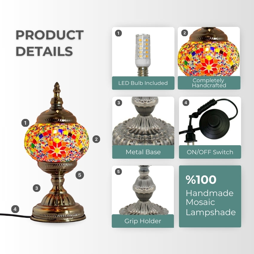 Multicolored Blossom mosaic glass table lamp — setup guide