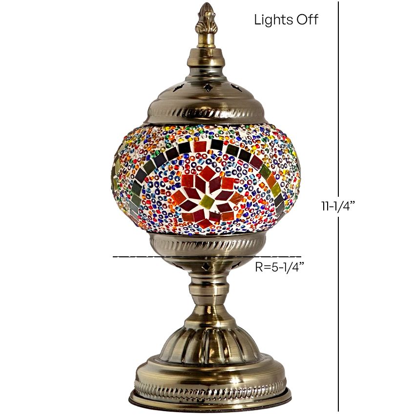 Multicolored Blossom mosaic glass table lamp — size and dimensions