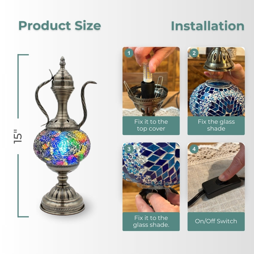 Celestial Beauty mosaic glass table lamp — handmade craftsmanship