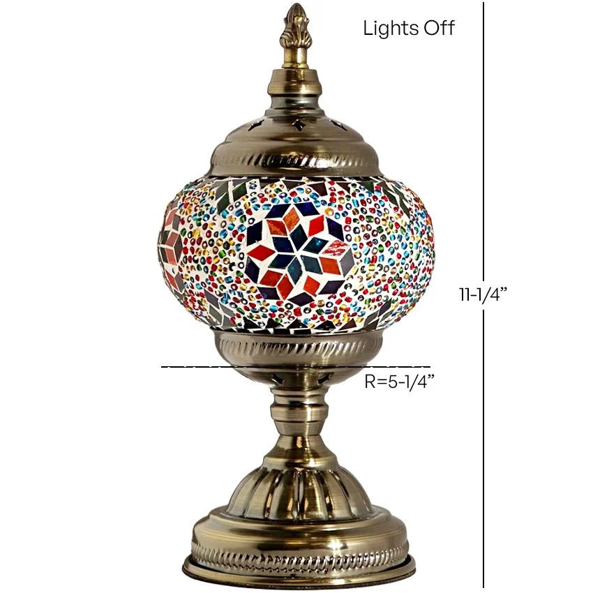 Retro Rainbow mosaic glass table lamp — size and dimensions