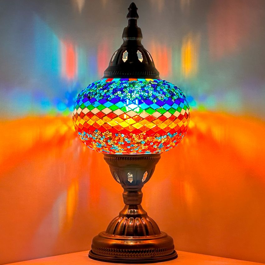 Wave of Colors mosaic glass table lamp — size and dimensions
