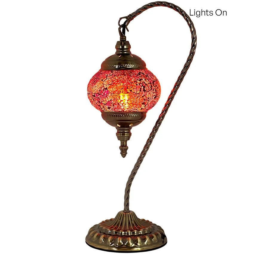 Fiery Grace mosaic glass table lamp — close-up of the mosaic glass