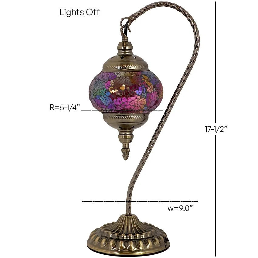 Fiery Grace mosaic glass table lamp — size and dimensions