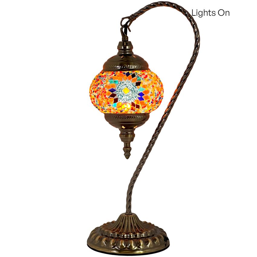 Scarlet Sunflower mosaic glass table lamp — close-up of the mosaic glass