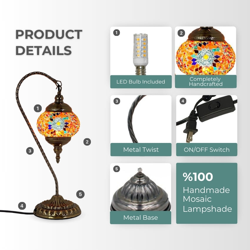 Scarlet Sunflower mosaic glass table lamp — setup guide