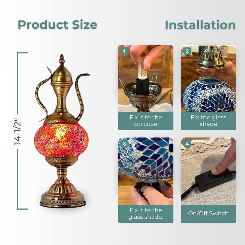 Mediterranean Allure mosaic glass table lamp — handmade craftsmanship