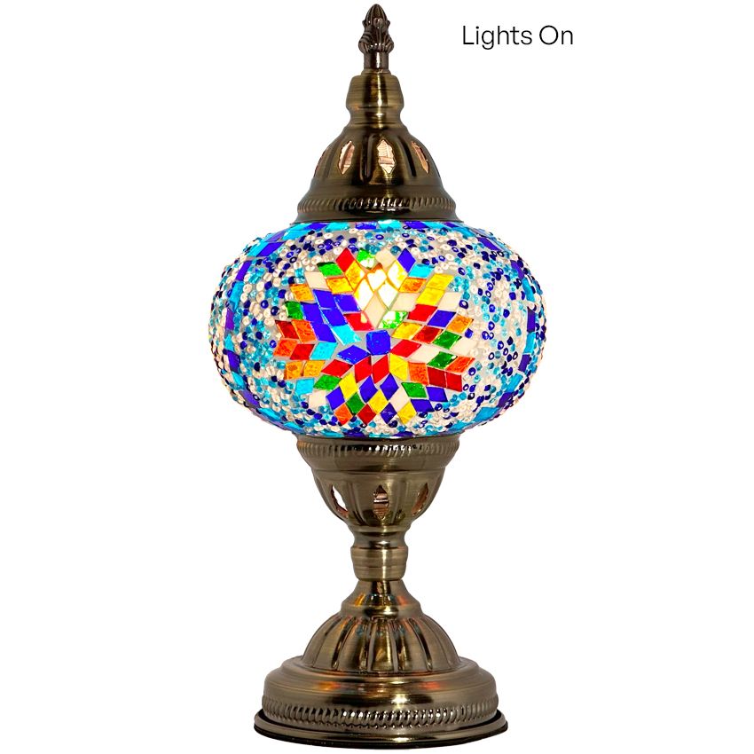 Coral Bloom mosaic glass table lamp — detail view