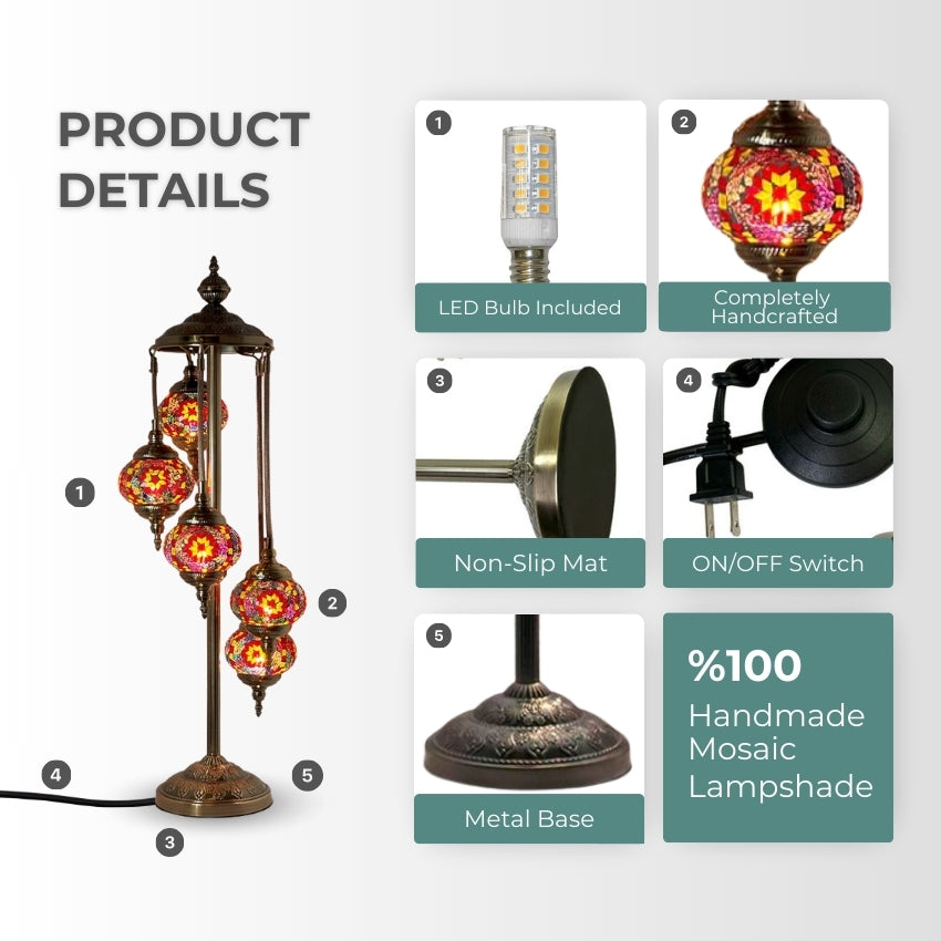 Ruby Majesty mosaic glass table lamp — setup guide