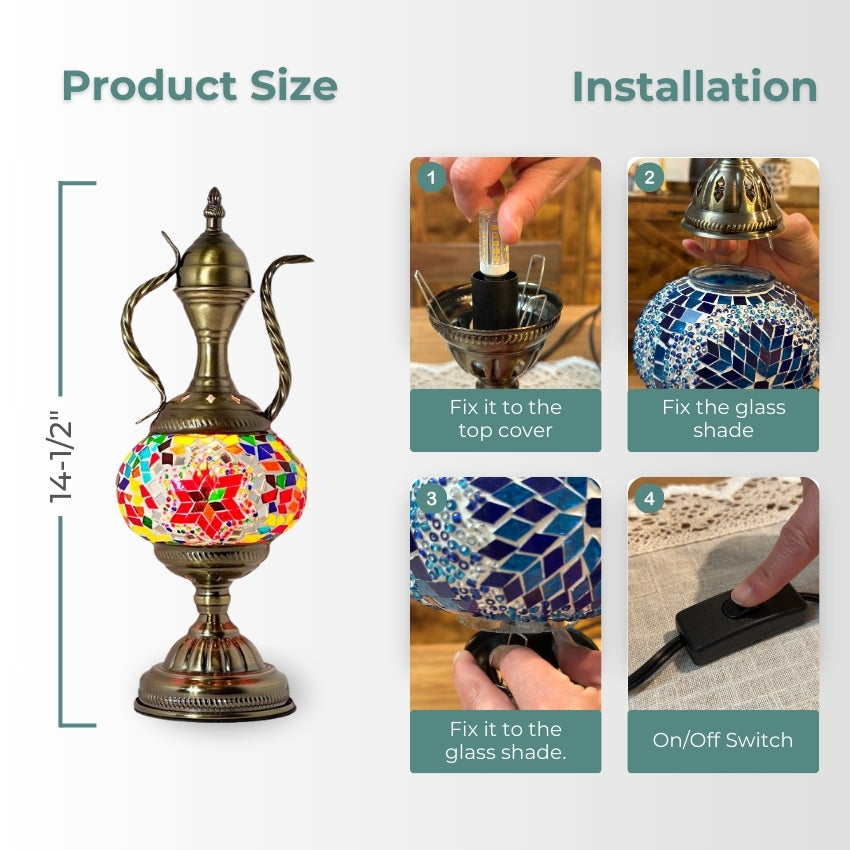 Crimson Elegance mosaic glass table lamp — handmade craftsmanship