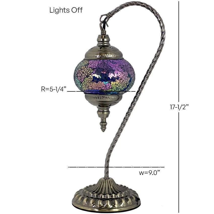 Azure Serenity mosaic glass table lamp — size and dimensions