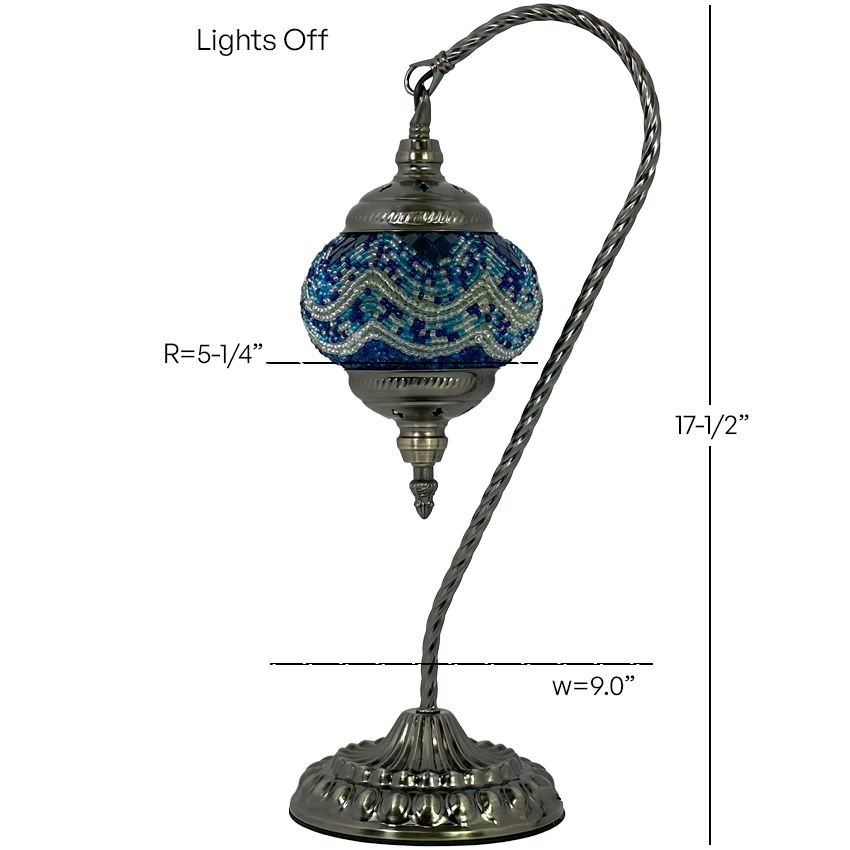 Azure Serenity mosaic glass table lamp — size and dimensions