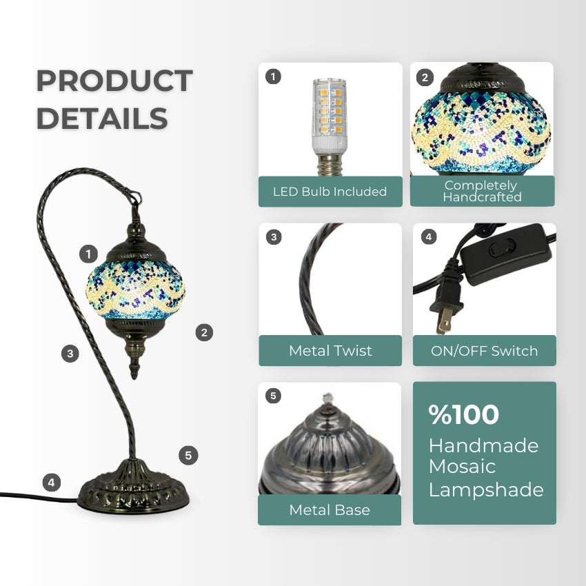 Azure Serenity mosaic glass table lamp — setup guide