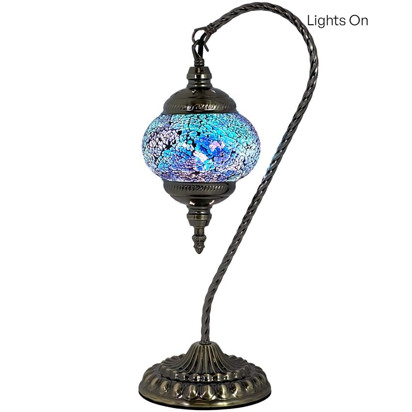 Azure Serenity mosaic glass table lamp — close-up of the mosaic glass
