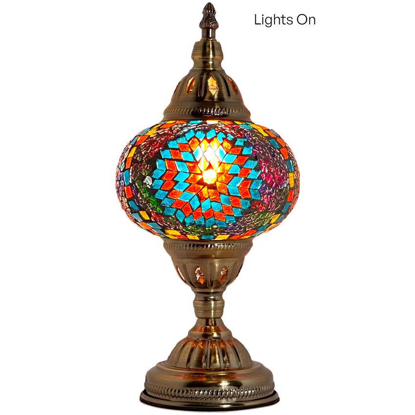 Ottoman Charm: Turkish Delight Lamp with Sunflower Mosaic