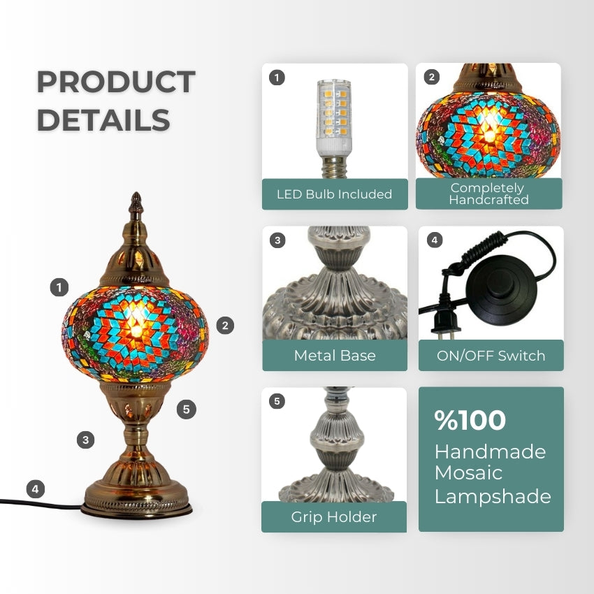 Ottoman Charm: Turkish Delight Lamp with Sunflower Mosaic