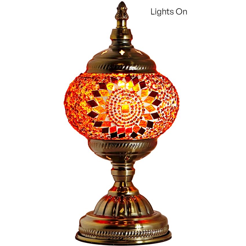 Sunset Glow mosaic glass table lamp — close-up of the mosaic glass