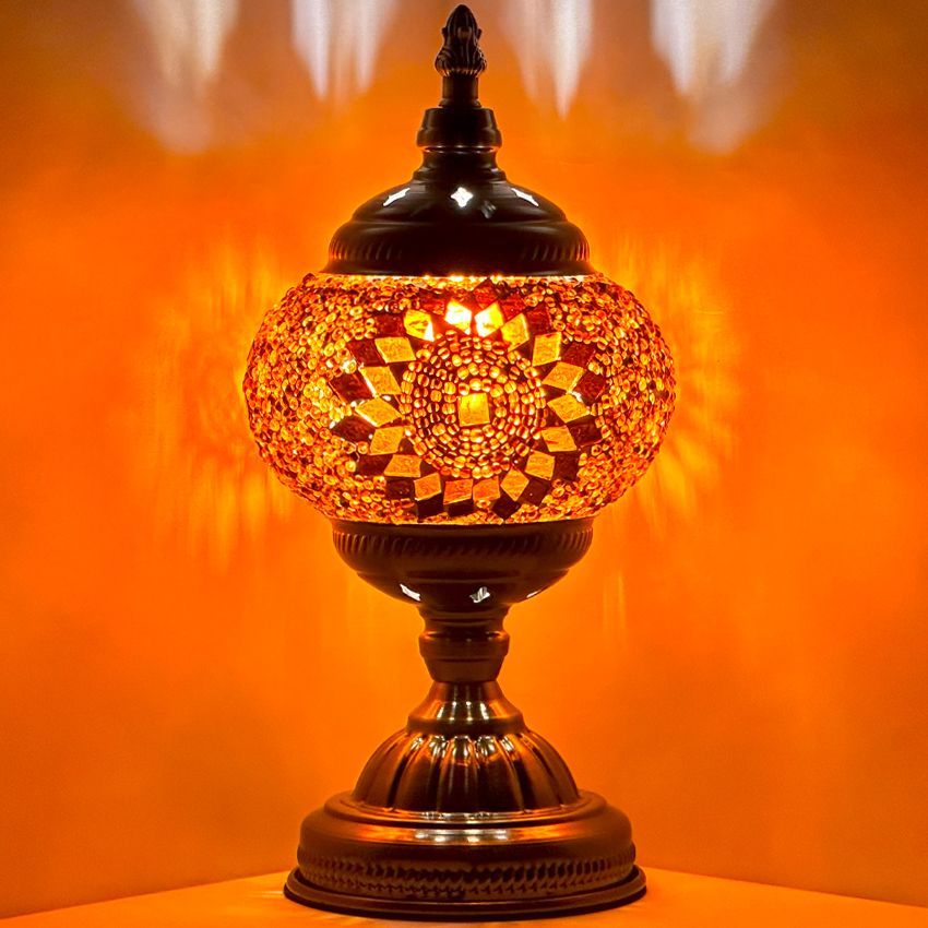 Sunset Glow: Turkish Lamp with Orange Mosaic Glass