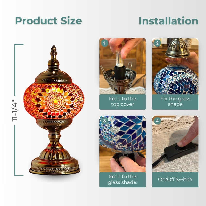 Sunset Glow mosaic glass table lamp — handmade craftsmanship