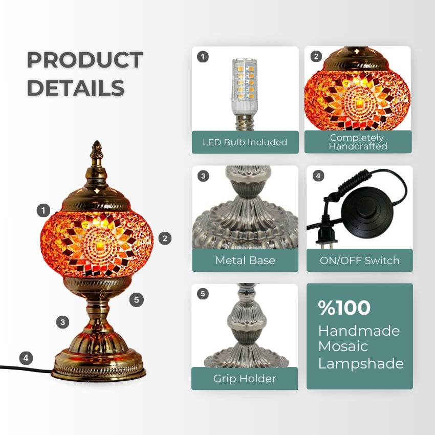 Sunset Glow mosaic glass table lamp — setup guide
