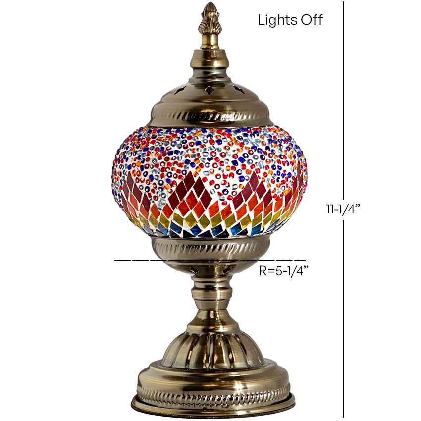 Crimson Spectrum mosaic glass table lamp — size and dimensions