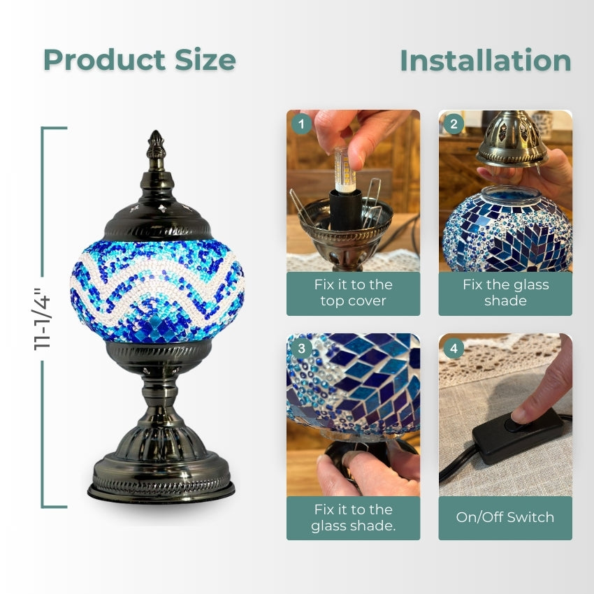 How to set up the Deep Ocean mosaic glass table lamp