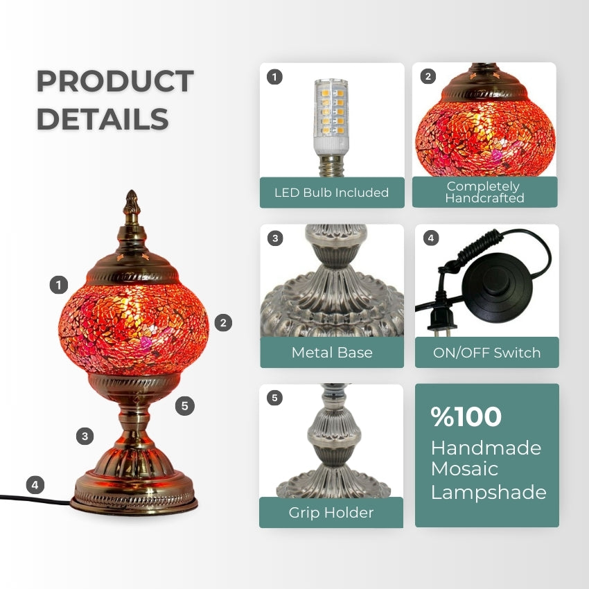 Ruby Radiance mosaic glass table lamp — setup guide