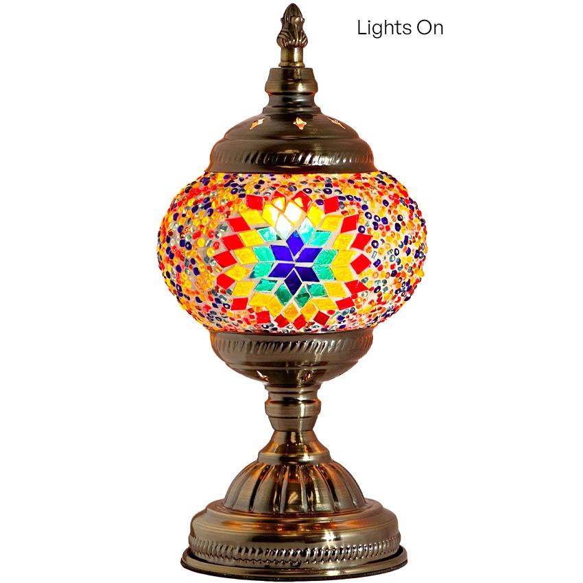 Kaleidoscope Dreams mosaic glass table lamp — close-up of the mosaic glass