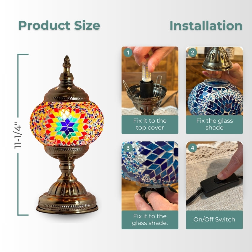 Kaleidoscope Dreams mosaic glass table lamp — handmade craftsmanship