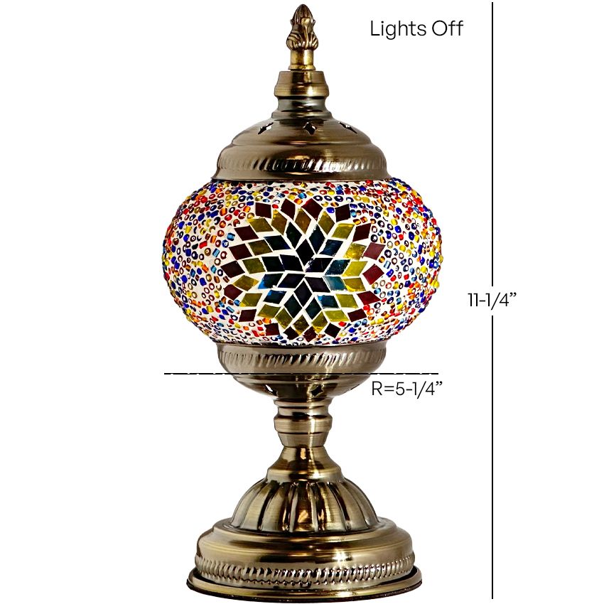 Kaleidoscope Dreams mosaic glass table lamp — size and dimensions