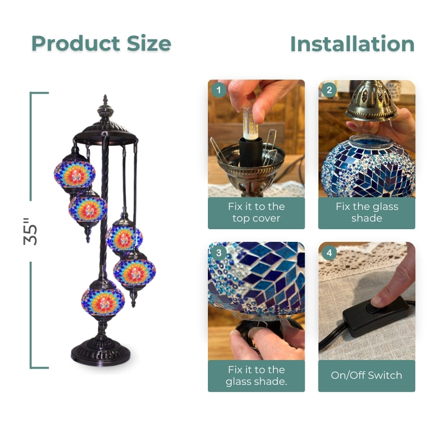 Sunflower Symphony mosaic glass table lamp — handmade craftsmanship