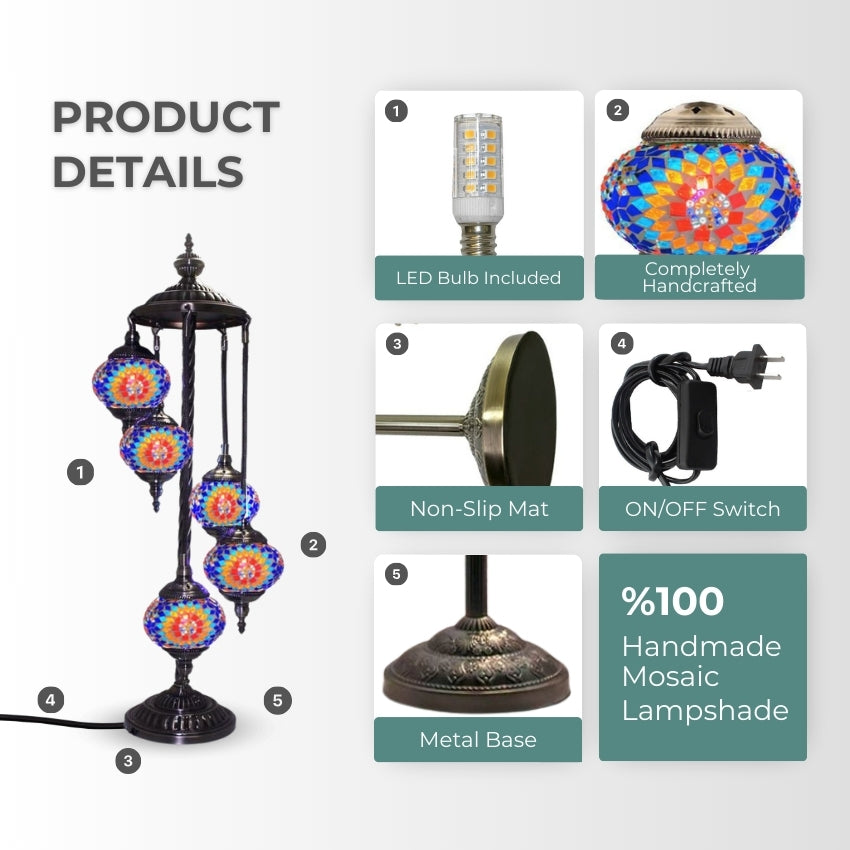 Sunflower Symphony mosaic glass table lamp — setup guide