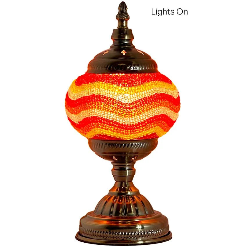 Golden Sands mosaic glass table lamp — close-up of the mosaic glass