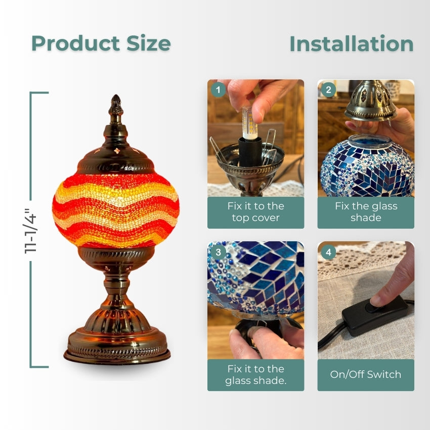 Golden Sands mosaic glass table lamp — handmade craftsmanship