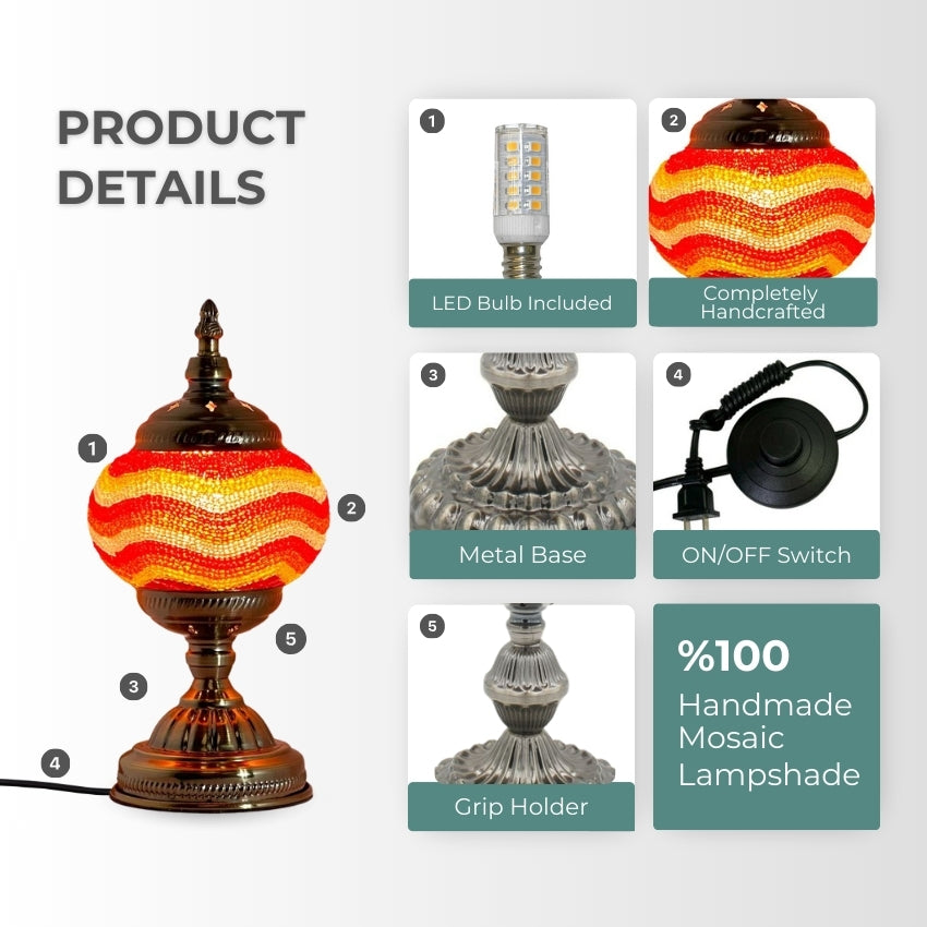 Golden Sands mosaic glass table lamp — setup guide