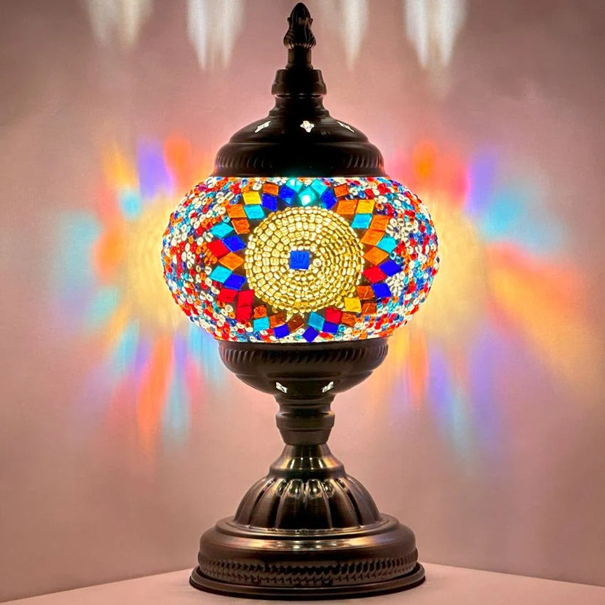 Prismatic Fantasy: Vivid Rainbow Mosaic Turkish Lamp