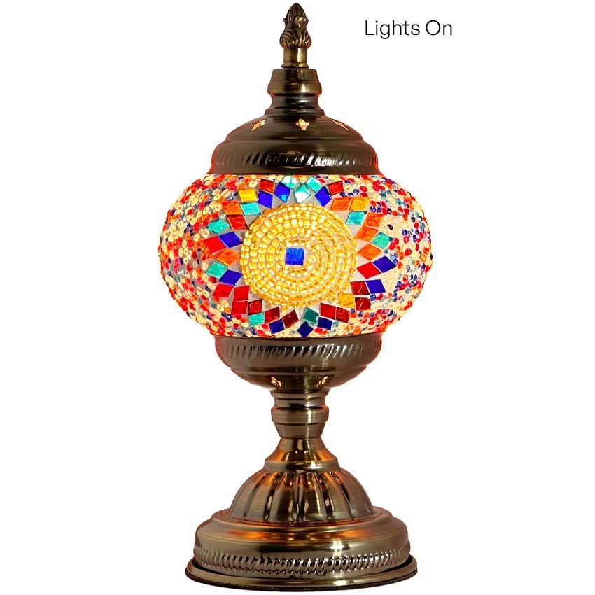Prismatic Fantasy mosaic glass table lamp — close-up of the mosaic glass