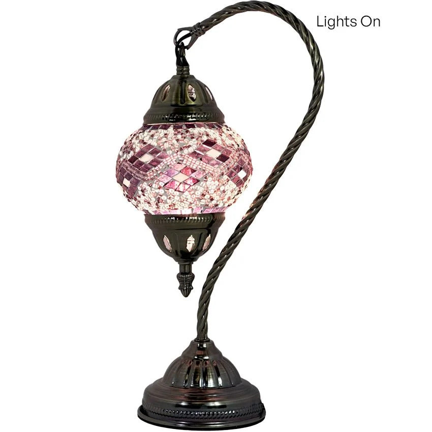 Lavender Whisper mosaic glass table lamp — close-up of the mosaic glass