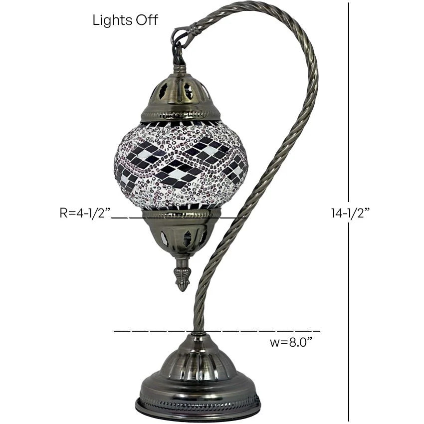 Lavender Whisper mosaic glass table lamp — size and dimensions