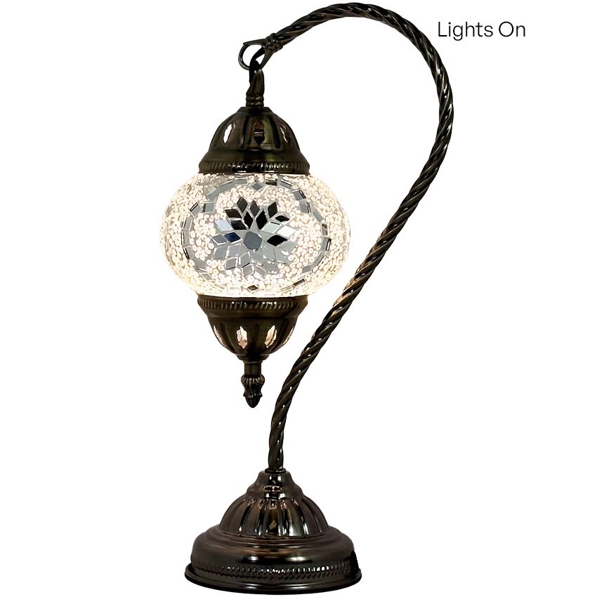 Ethereal Flora mosaic glass table lamp — close-up of the mosaic glass