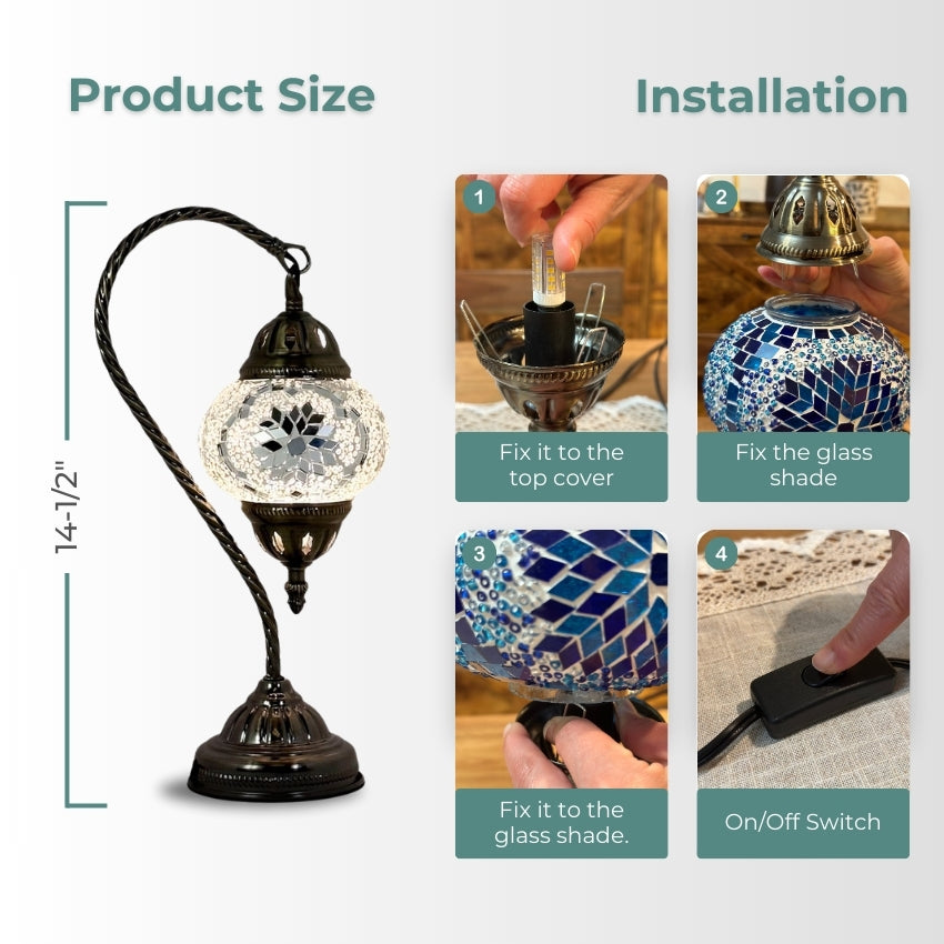 Ethereal Flora mosaic glass table lamp — handmade craftsmanship