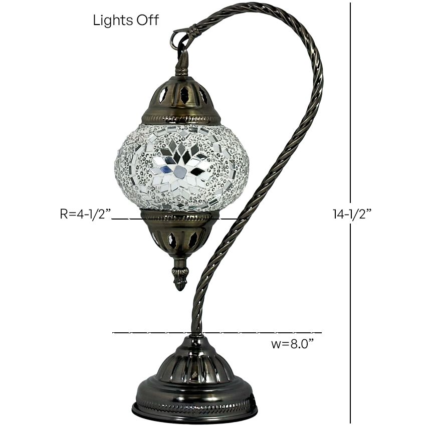 Ethereal Flora mosaic glass table lamp — size and dimensions